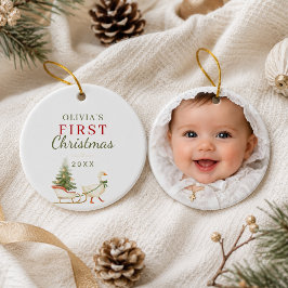 Adorno De Cerámica La primera Navidad del bebé foto coqueta Ganso