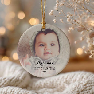 Adorno De Cerámica La primera Navidad del bebé Foto personalizada