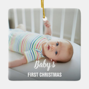 Adorno De Cerámica La primera Navidad del bebé, foto personalizada de