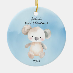 Adorno De Cerámica La primera Navidad del bebé, KoalaBear azul person