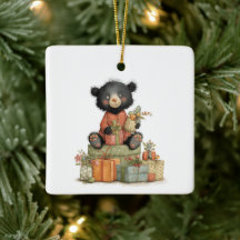 La primera Navidad del bebé Oso lindo Texto verde