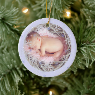 Adorno De Cerámica La primera Navidad del bebé personalizado Blue Kee