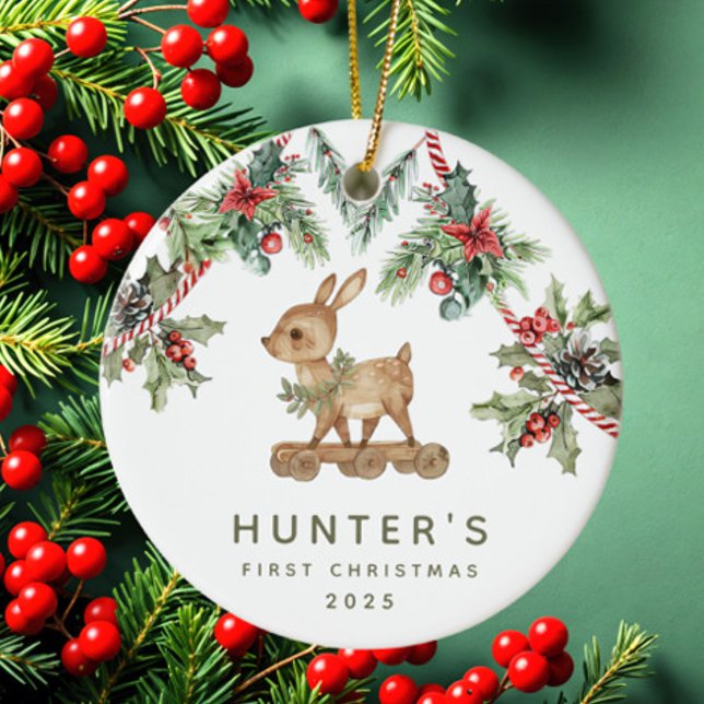 Adorno De Cerámica La primera Navidad del bebé venado (Subido por el creador)