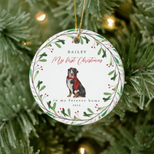 Adorno De Cerámica La primera Navidad del perro con el nombre de Bern