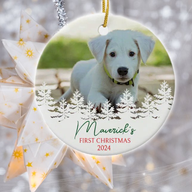 Adorno De Cerámica La primera Navidad del perro personalizado (Subido por el creador)
