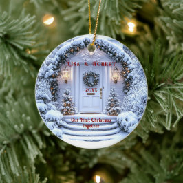 Adorno De Cerámica La primera Navidad juntos fue la puerta blanca del