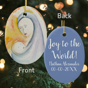 Adorno De Cerámica La primera Navidad personalizada de un bebé religi