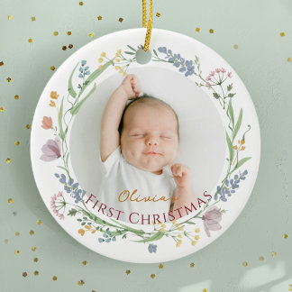 Adorno De Cerámica La primera Navidad personalizada del bebé
