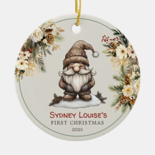 Adorno De Cerámica La primera Navidad personalizada del bebé gnome