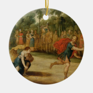 Adorno De Cerámica La raza de Atalanta y de Hippomenes (aceite en el