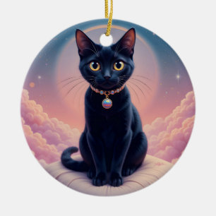 Adorno De Cerámica La Reina Del Cielo Del Gato Negro