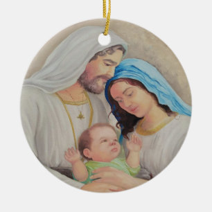 Adorno De Cerámica La Sagrada Familia: Retrato de Amor Divino