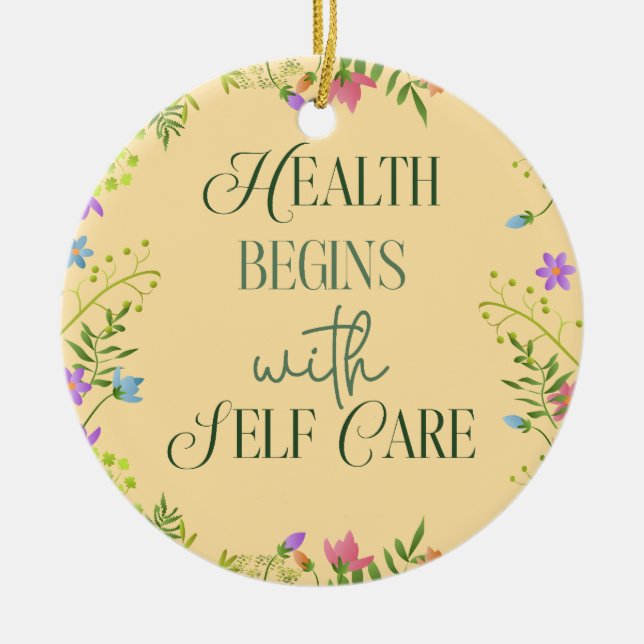 Adorno De Cerámica La salud comienza con el autocuidado (Frente)