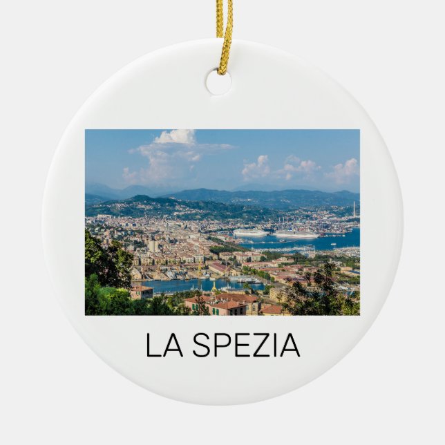Adorno De Cerámica La Spezia Cityscape Liguria Italia Holiday Souveni (Frente)