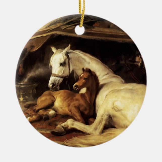 ADORNO DE CERÁMICA LA TIENDA ÁRABE CON CABALLOS Y OTROS ANIMALES (Frente)