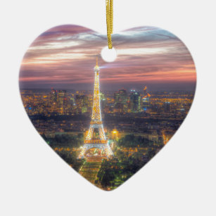 Adorno De Cerámica La torre Eiffel en la noche, París Francia
