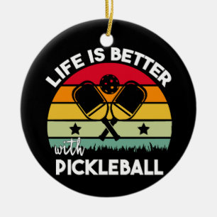 Adorno De Cerámica La vida es mejor con Pickleball