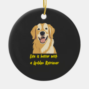 Adorno De Cerámica La vida es mejor con un Golden Retriever � Amante 