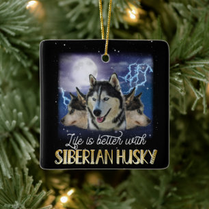 Adorno De Cerámica La Vida Es Mejor Con Un Husky Siberiano