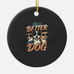 Adorno De Cerámica La vida es mejor con vector de perro