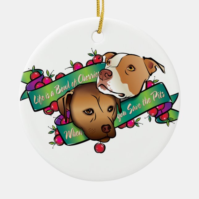 Adorno De Cerámica La vida es un bol de cerezas... (Frente)