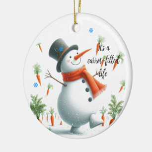 Adorno De Cerámica La vida llena de Snowman Carrot