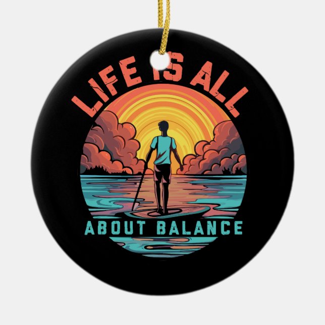 Adorno De Cerámica La vida se trata de equilibrar el tablero de aleta (Frente)