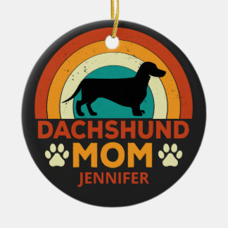 Adorno De Cerámica La vieja madre del perro de Dachshund personalizad