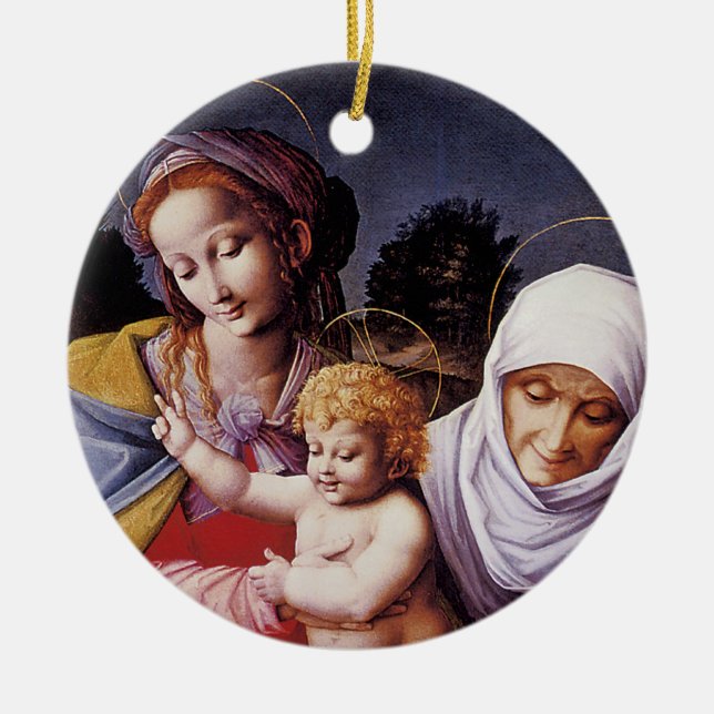 Adorno De Cerámica La Virgen y el Niño con Santa Isabel (Frente)