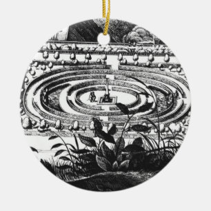 Adorno De Cerámica Laberinto en Heidelberg, Hortus Palatinus (engravi