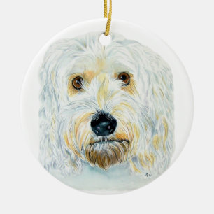 Adorno De Cerámica Labradoodle blanco