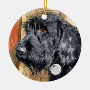 Adorno De Cerámica Labradoodle negro
