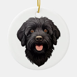 Adorno De Cerámica Labradoodle Perro Negro