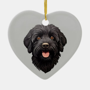 Adorno De Cerámica Labradoodle Perro Negro