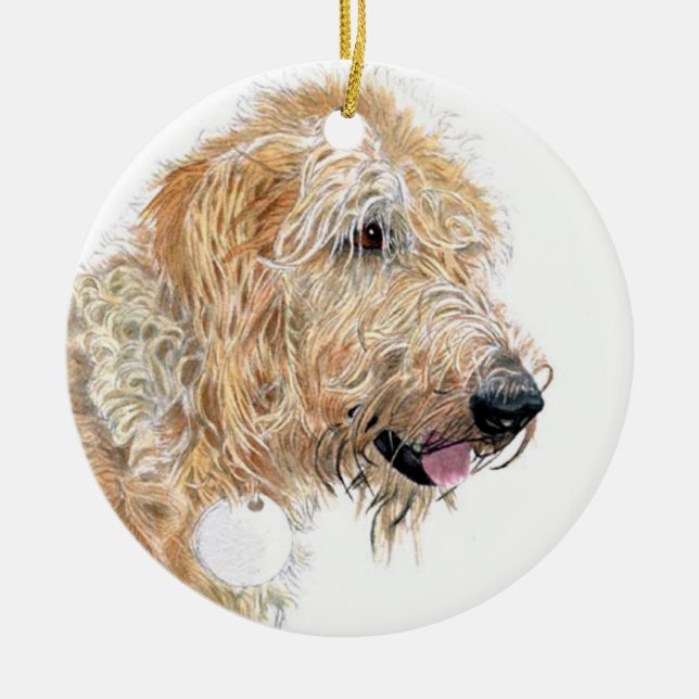 Adorno De Cerámica Labradoodle poner crema (Frente)
