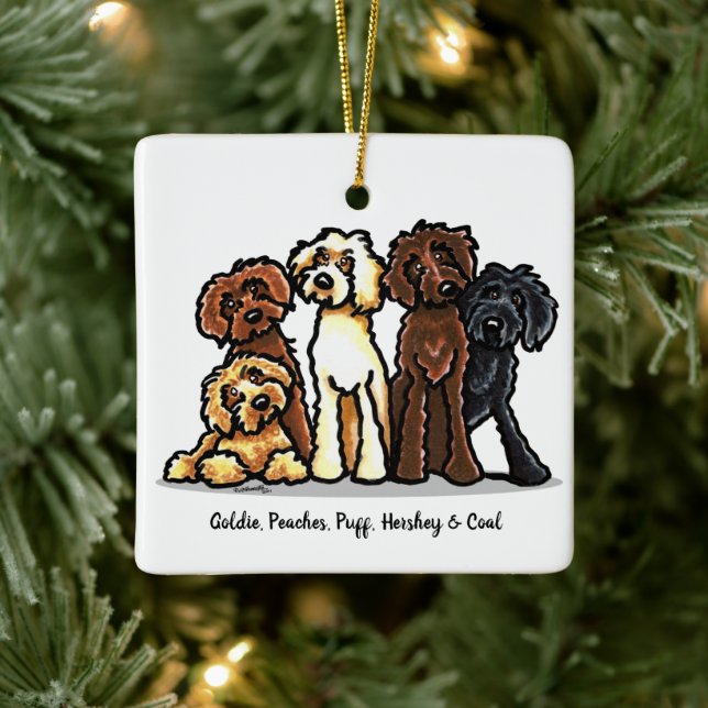 Adorno De Cerámica Labradoodle Rainbow Navidades personalizados (Árbol)
