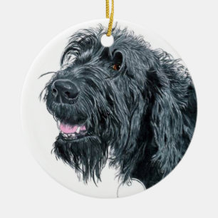Adorno De Cerámica Labradoodle sonriente