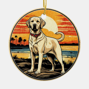 Adorno De Cerámica Labrador amarillo recuperador vintage Perro de ata