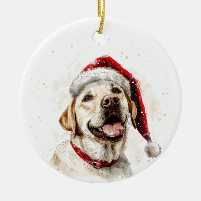 Adorno De Cerámica Labrador Dog Christmas Personalized (Frente)