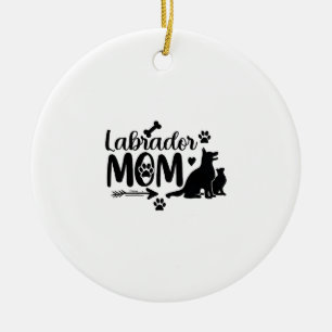 Adorno De Cerámica Labrador Mamá SVG � Silueta de Perro y Diseño de H