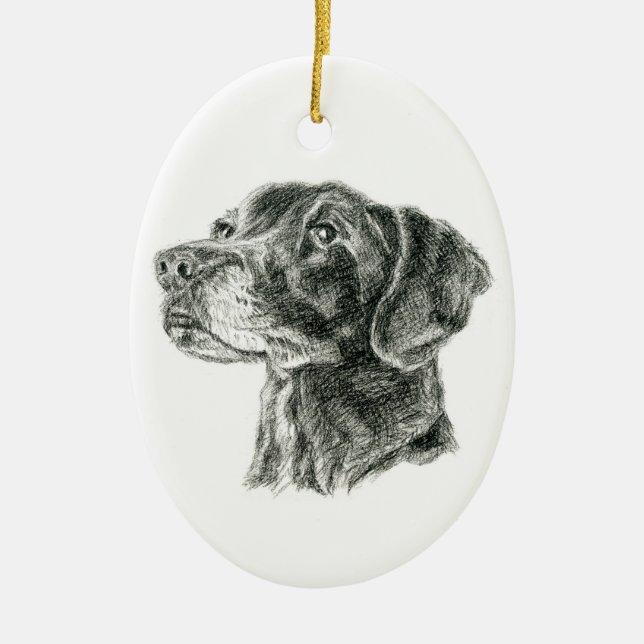 Adorno De Cerámica Labrador negro (Frente)