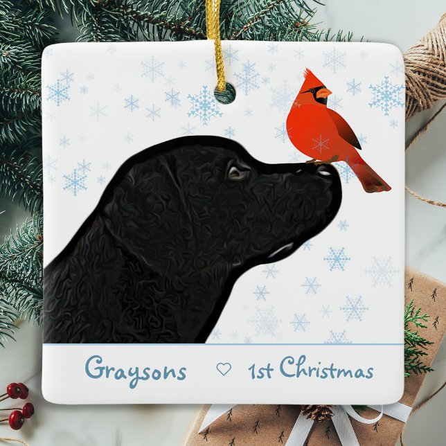 Adorno De Cerámica Labrador negro primer perro de cachorro de Navidad (Subido por el creador)