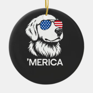 Adorno De Cerámica Labrador Patriótico Bandera Americana Cuatro de Ju
