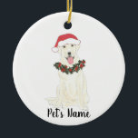 Adorno De Cerámica Labrador personalizado (blanco)<br><div class="desc">Haz la lista de este año con un adorno personalizado de tu pequeño elfo favorito!</div>