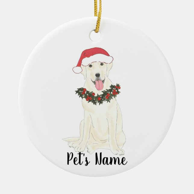 Adorno De Cerámica Labrador personalizado (blanco) (Frente)