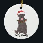 Adorno De Cerámica Labrador personalizado (chocolate)<br><div class="desc">Haz la lista de este año con un adorno personalizado de tu pequeño elfo favorito!</div>