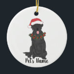 Adorno De Cerámica Labrador personalizado (negro)<br><div class="desc">Haz la lista de este año con un adorno personalizado de tu pequeño elfo favorito!</div>