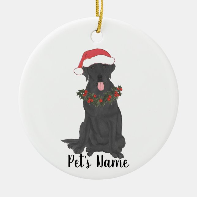 Adorno De Cerámica Labrador personalizado (negro) (Frente)