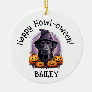 Adorno De Cerámica Labrador recuperador Black Lab Dog Halloween