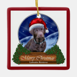 Adorno De Cerámica Labrador Recuperador Navidades